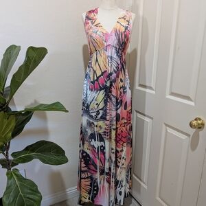 Style & Co. Pink and Purple Sleeveless V-Neck Maxi Sundress